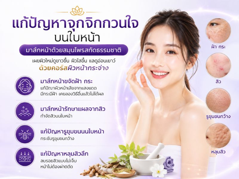 มาส์กหน้าด้วยสมุนไพรสกัดธรรมชาติ